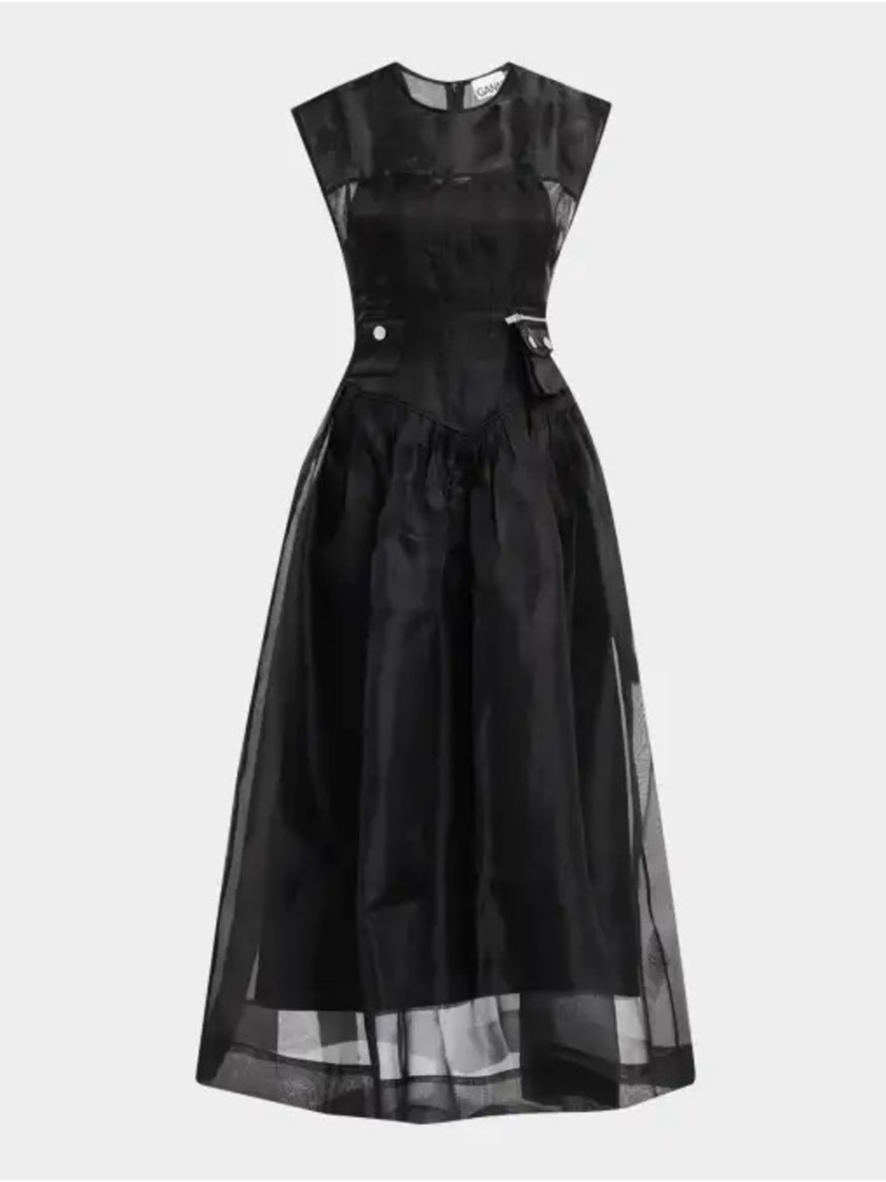 Ganni Technical Organza Corset Dress
